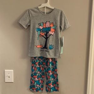 Girls’ Cat Tree Pajama Set Gray/Blue